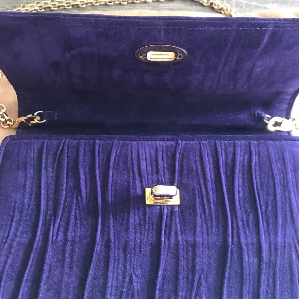 Valentino Purple Suede Chain Link Purse - Picture 5 of 14